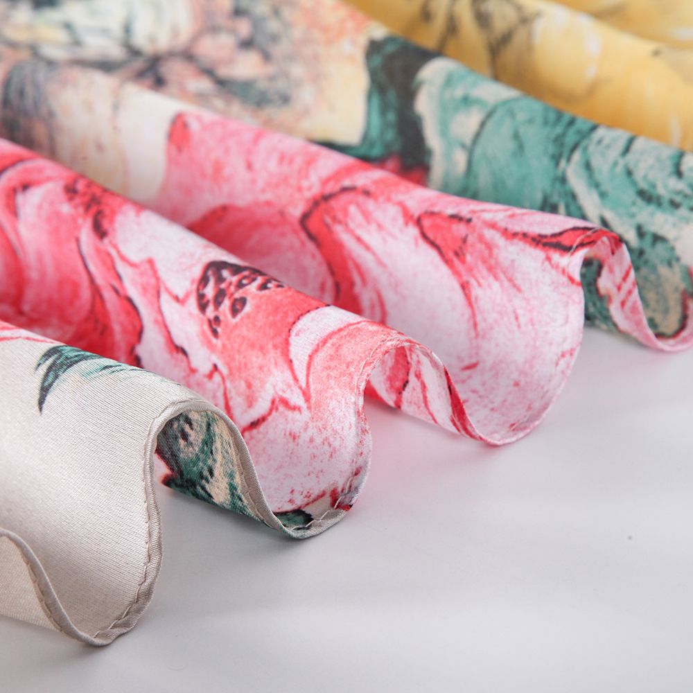 Classic Printed Silk Satin Peony Pattern Ladies Scarf With Double Color Shawl In Stock undefined