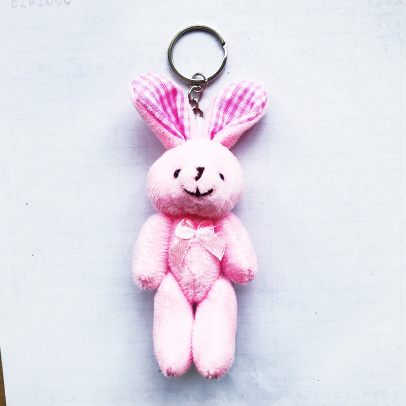 Factory direct sales: 8 cm joint little rabbit keychain bags, pendants, plush toys, dolls, flower bouquets, gift boxes Specification image