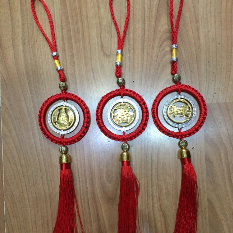 Silver wheel: Peace, blessing, Guan Yin image pendant