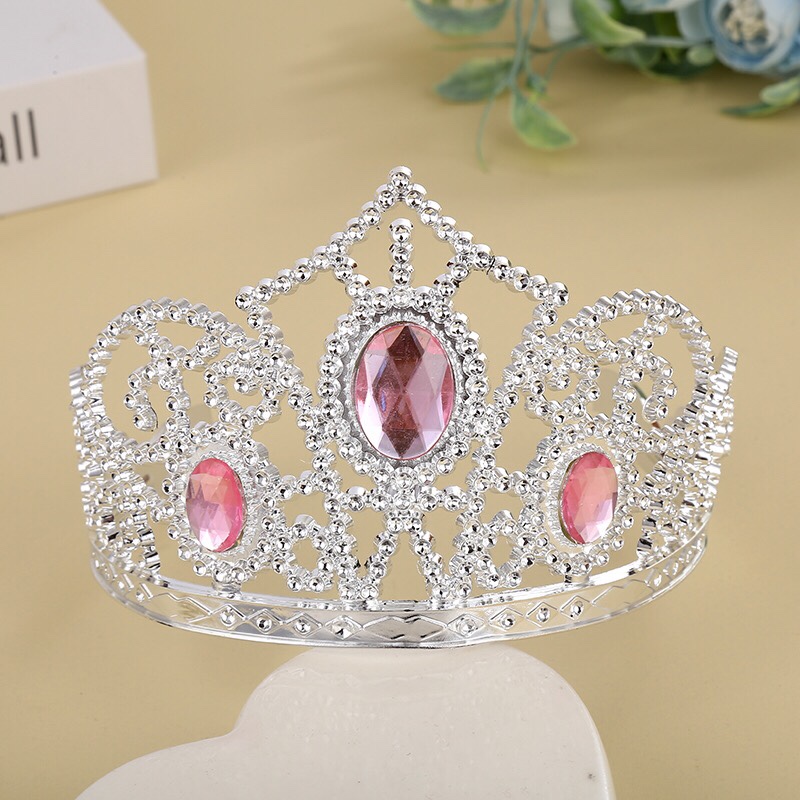 Ordinary crown with diamonds, princess crown, little girl pink