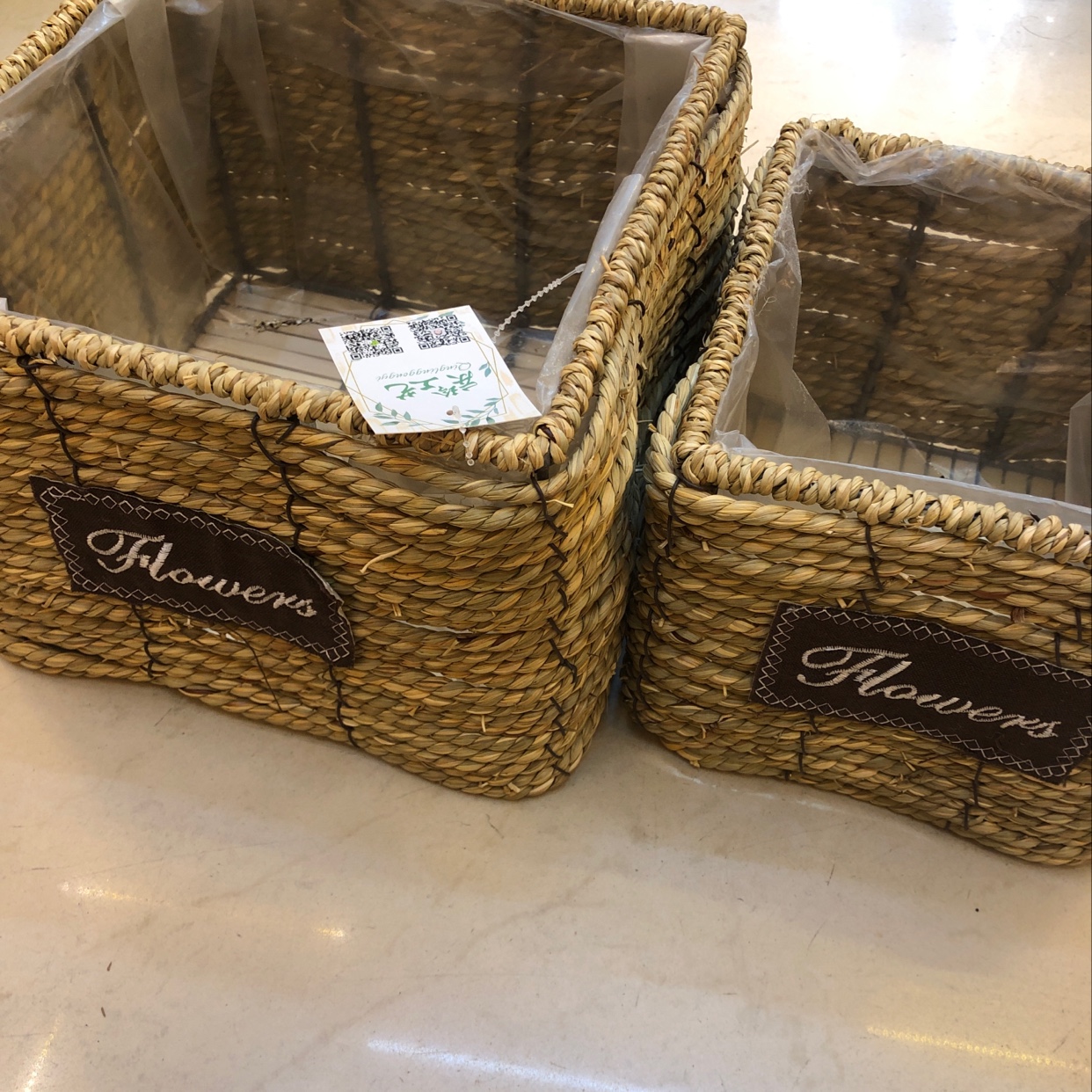 Qingling Craft Weaving, straw weaving, square woven baskets, woven flower POTS, garden flower arrangements