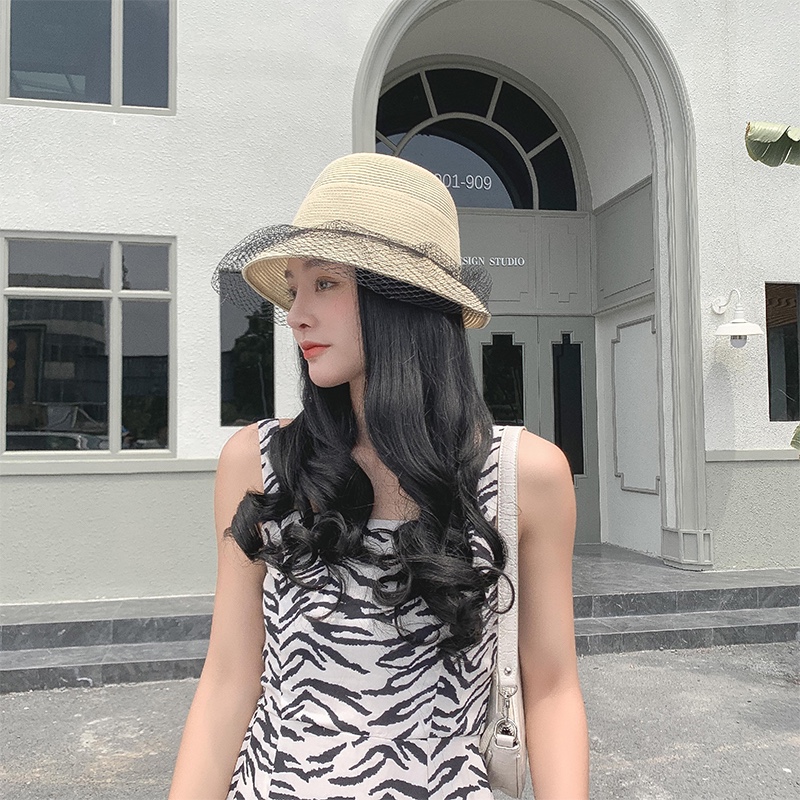 Detachable wig hat one-piece pear blossom curly hair