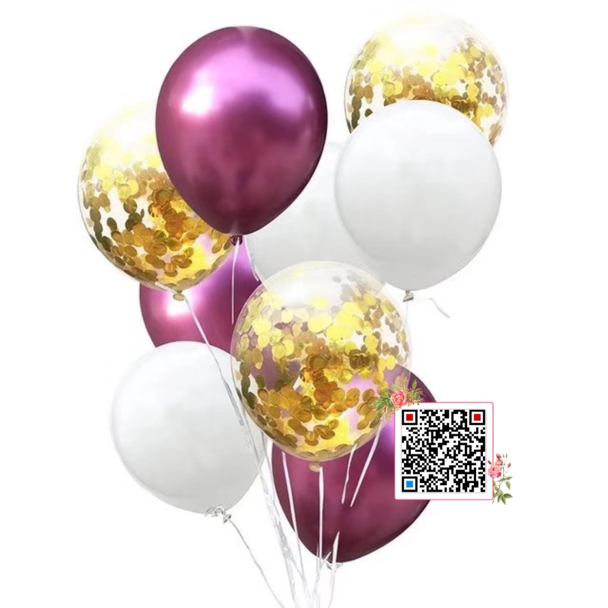 The color of the balloon set can be freely combined and customized. It is suitable for: wedding, birthday, exhibition, party, celebration decoration, scene arrangement, golden wedding, children's balloons...
