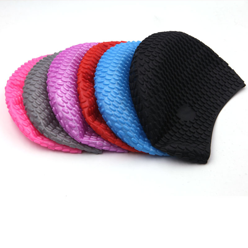 Waterproof silicone swimming cap for both men and women fashion water droplet swimming cap hair protection and ear protection thumbnail