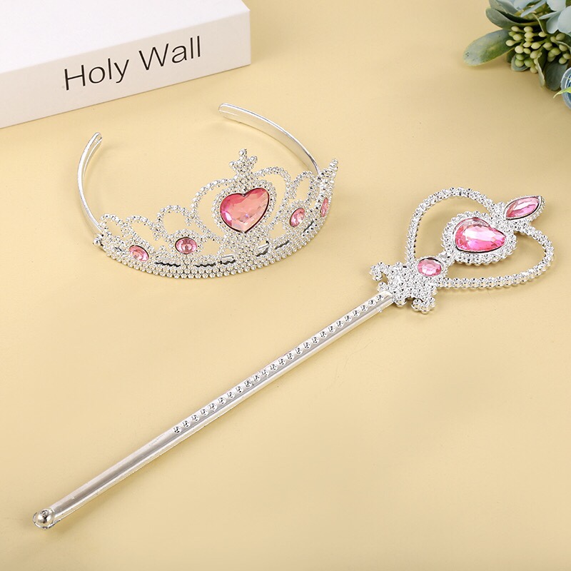 A medium-sized pink birthday princess crown hat with a heart-shaped crown headpiece set