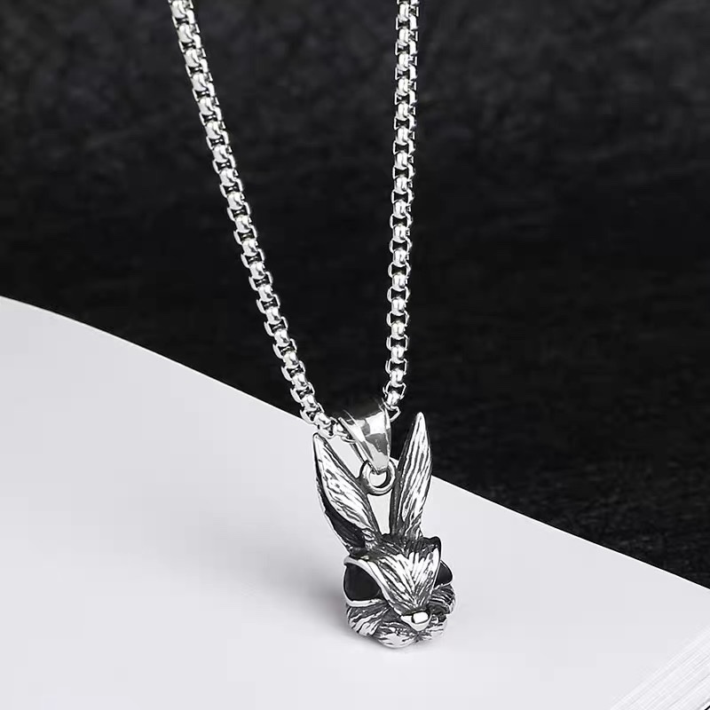 Cross-border personalized stock one-piece consignment, DIY lively and cute couple style stainless steel pendant necklace, short women's style