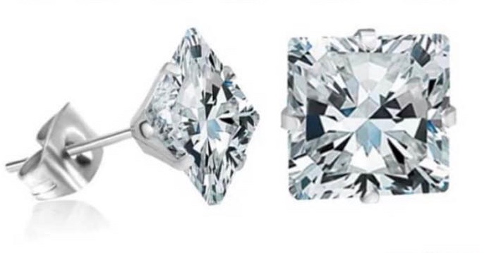 European and American fashion ladies square zircon earrings