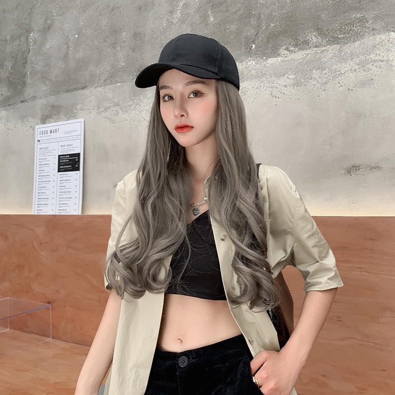 可拆卸假发帽子一体长卷发产品图