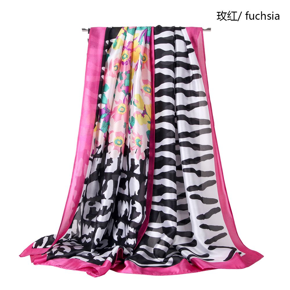 Triangular spliced floral silk satin printed scarves, European and American style spring and autumn thin scarves undefined