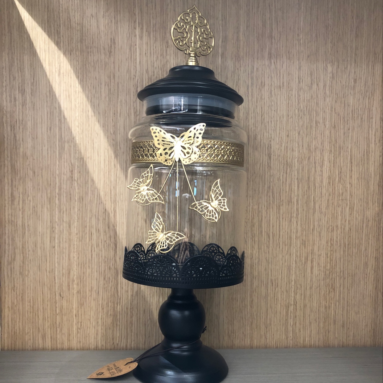Fa8654 Black and gold butterfly candy jar thumbnail