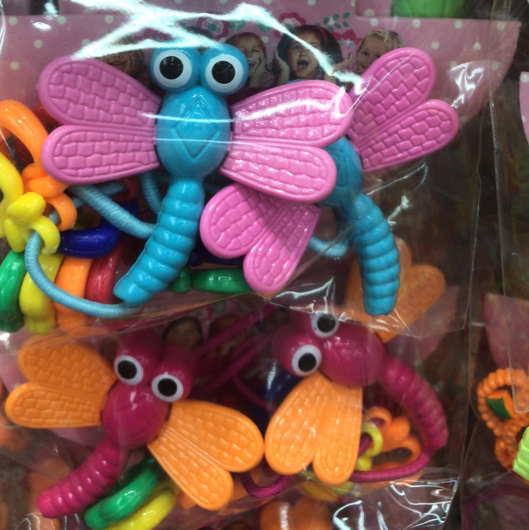 South Korea's new children's cute cartoon hair ring dragonfly color rubber band thumbnail