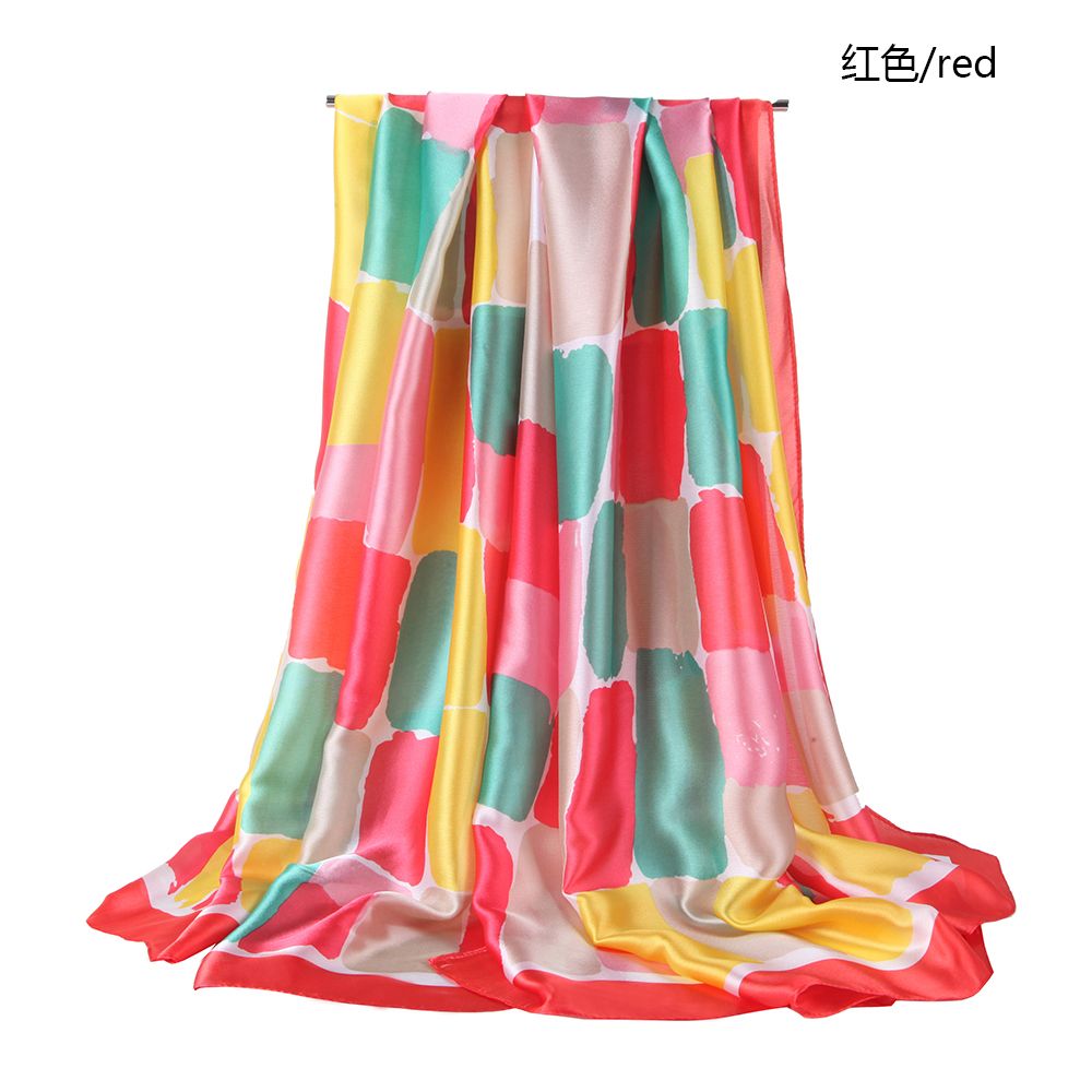 Amazon Source Silk Satin Color Square Printed Scarf Geometric Pattern Spring And Autumn Scarf Spot Wholesale undefined