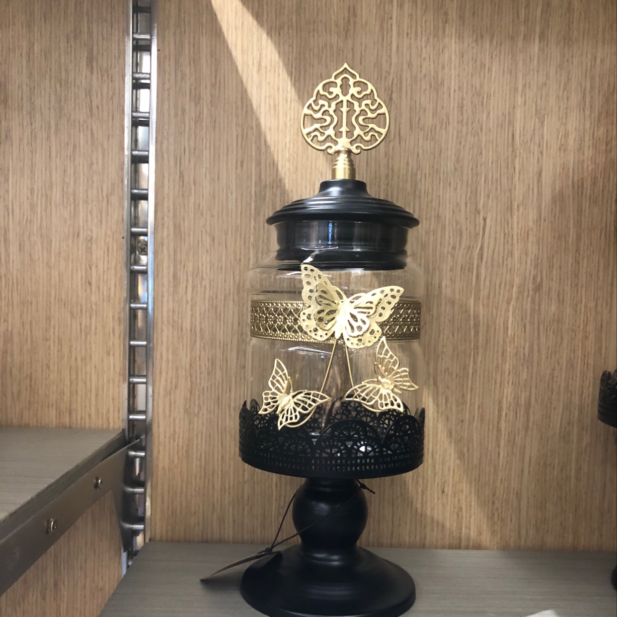 Fa8651 黑金蝴蝶玻璃糖果罐