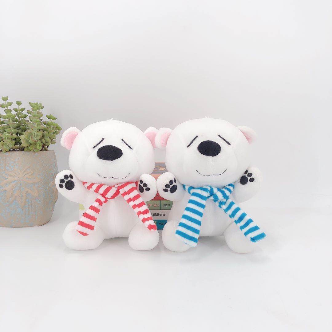 Cute scarf polar bear stuffed toy White bear doll stall foreign trade doll stall present 20CM thumbnail