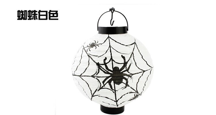 Halloween decorations: Pumpkin paper lanterns, orange ghost lanterns, white LED light lanterns, haunted house decoration props undefined