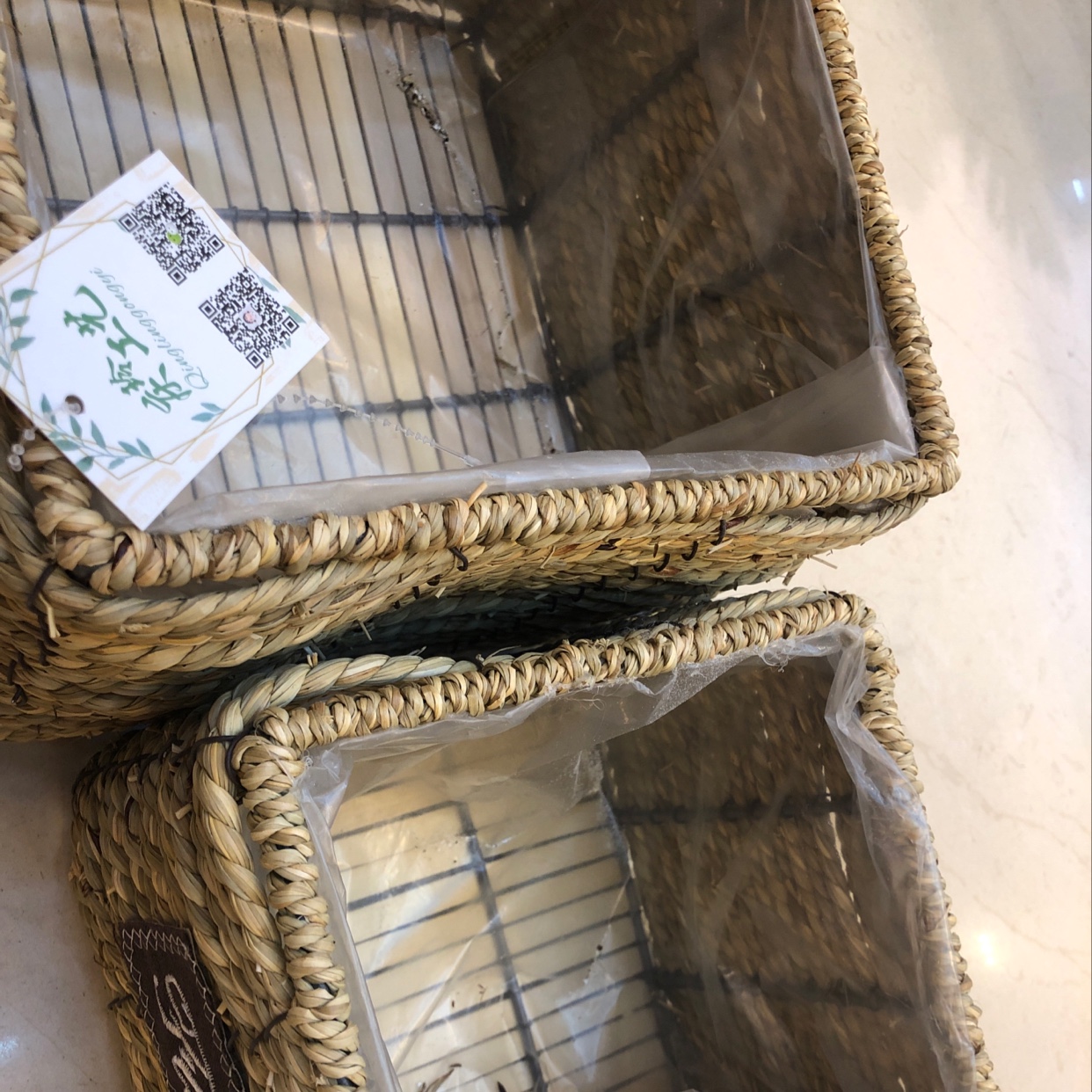 Qingling Craft Weaving, straw weaving, square woven baskets, woven flower POTS, garden flower arrangements details Picture