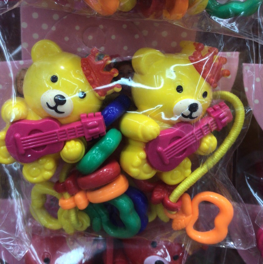 South Korea's new children's cute cartoon hair ring bear color rubber band thumbnail