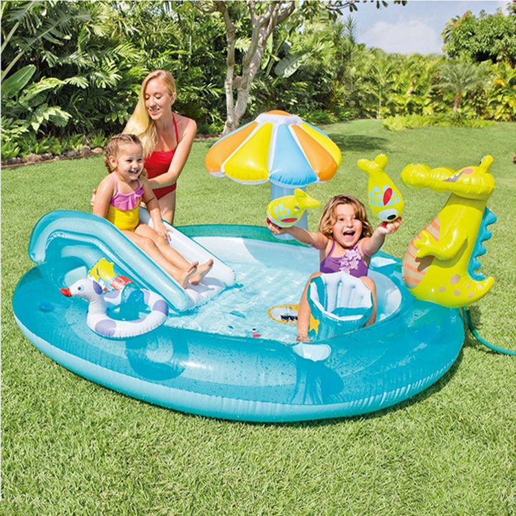 INTEX57165充气水池鳄鱼圆形滑梯喷水池家用宝宝充气玩具现货批发详情图1