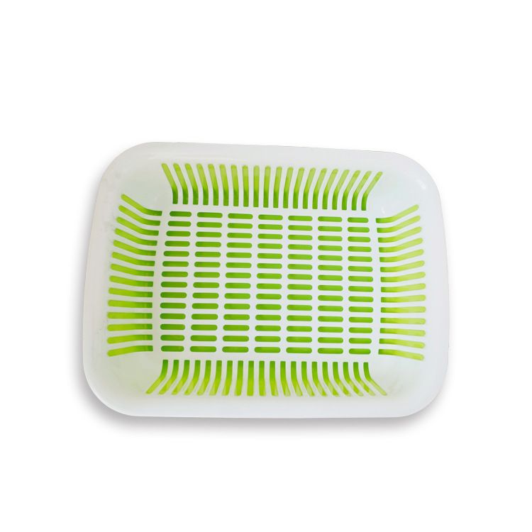 Factory direct sales of double-layer plastic vegetable washbasins, vegetable and fruit plates, drip basins, square draining baskets, 6023 Item Picture