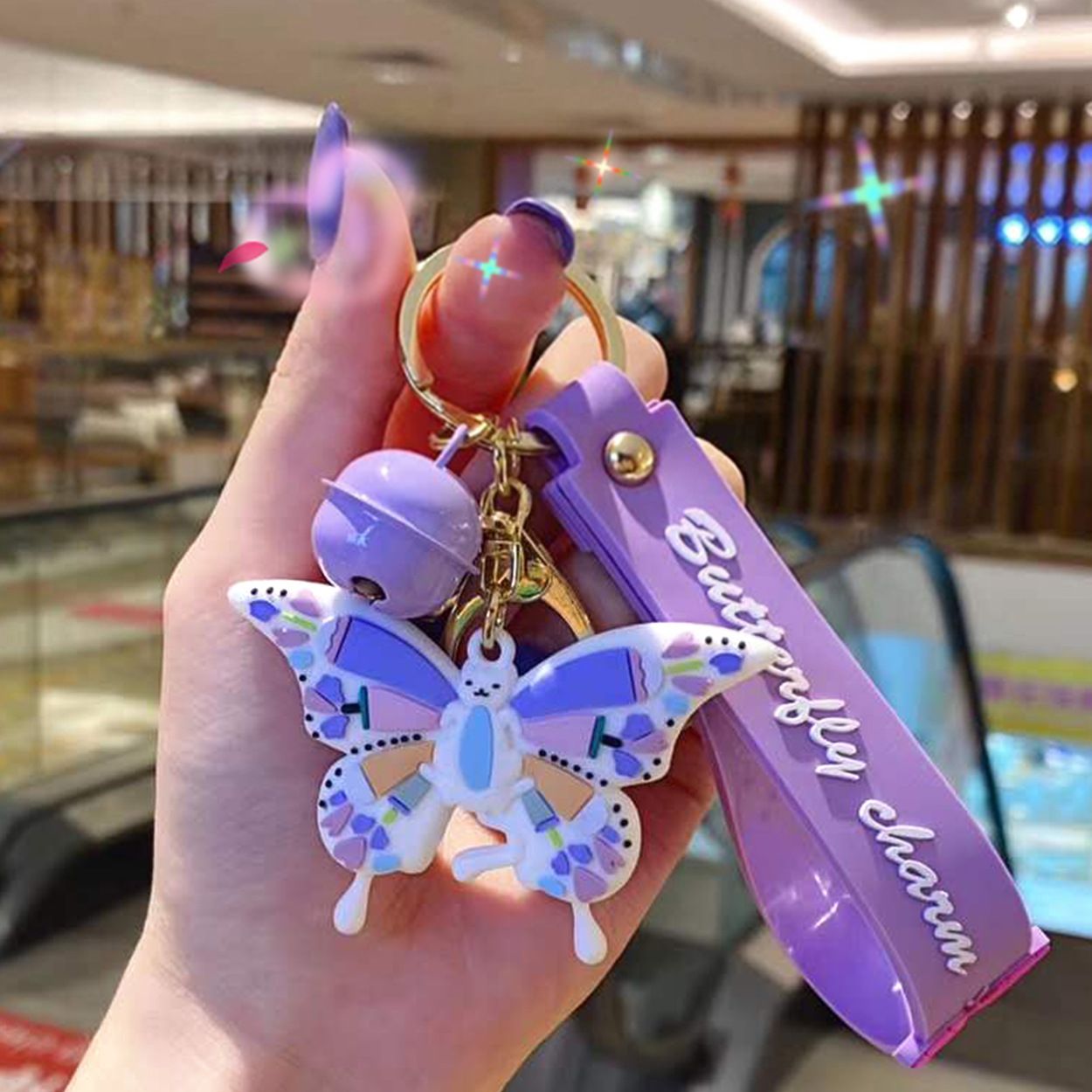 ins colorful girl heart butterfly key chain car key chain female chic birthday gift bag pendant gift Specification drawing