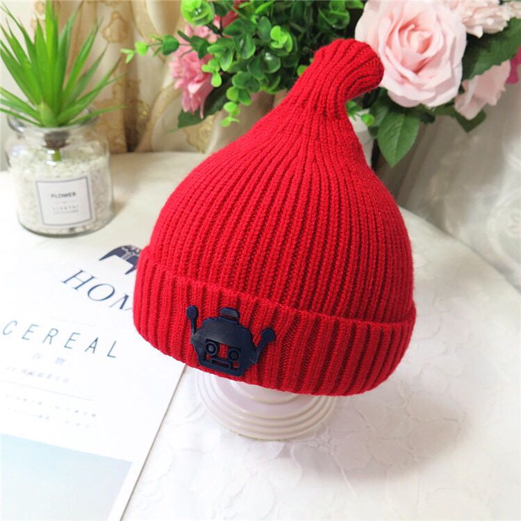 义乌好货 可爱男女儿童保暖帽子机器人标针织幼儿宝宝造型尖尖帽详情图2