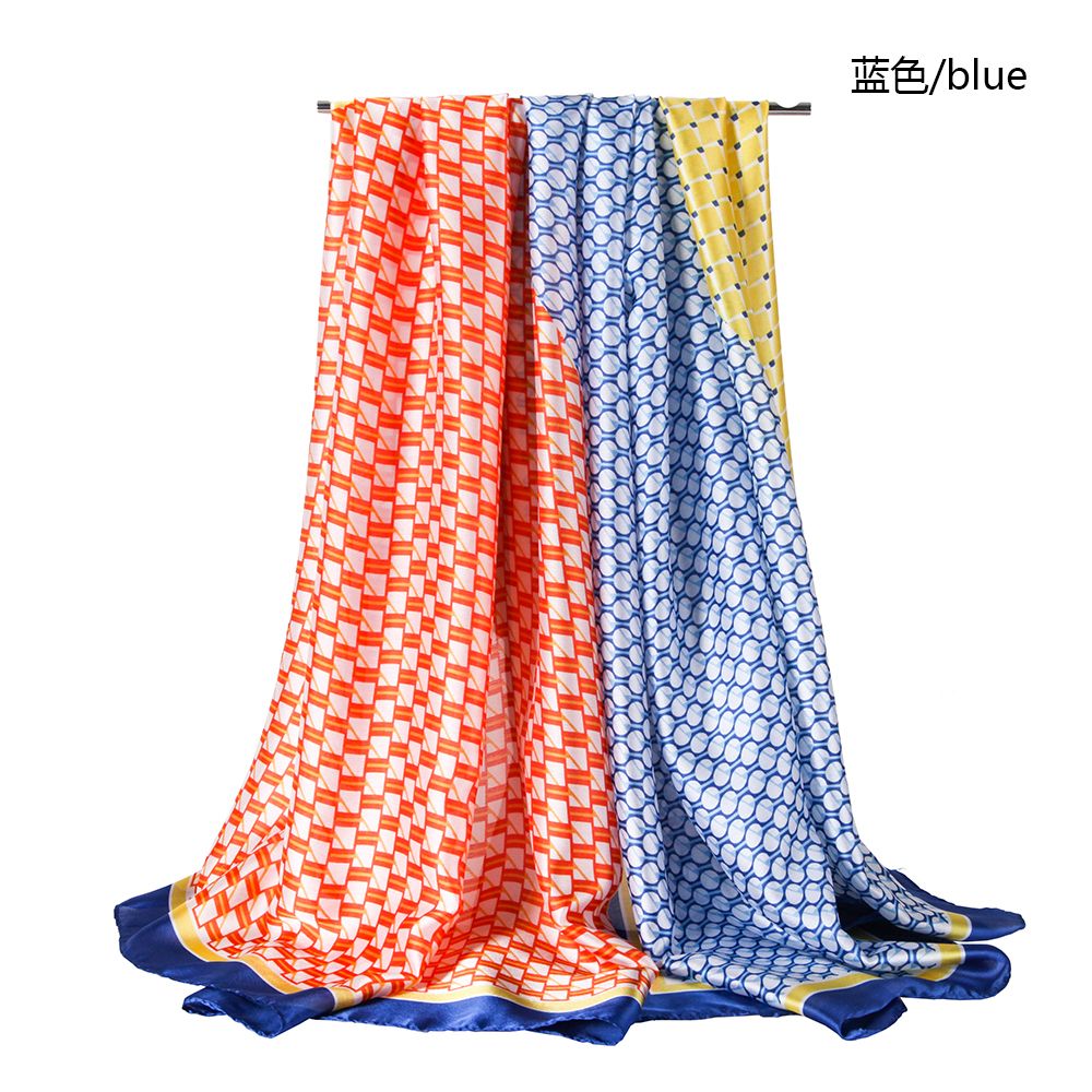 Silk satin triangular geometric spliced women's scarves, extra-large and long styles, spring and autumn scarves are in stock and selling well undefined