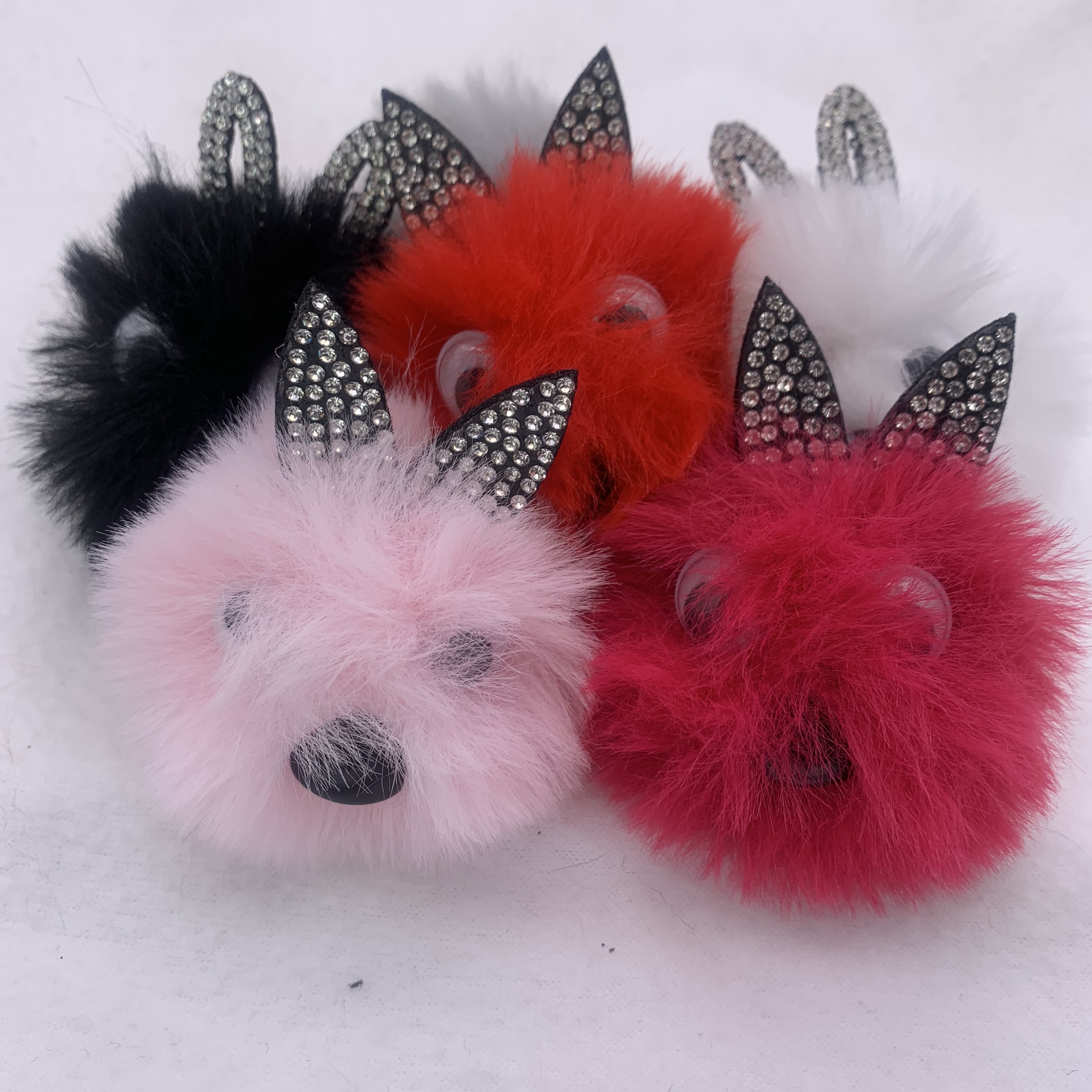 仿兔毛钥匙扣猫头鹰挂件 可爱猫咪毛球钥匙扣挂件 女士包包钥匙扣详情图1