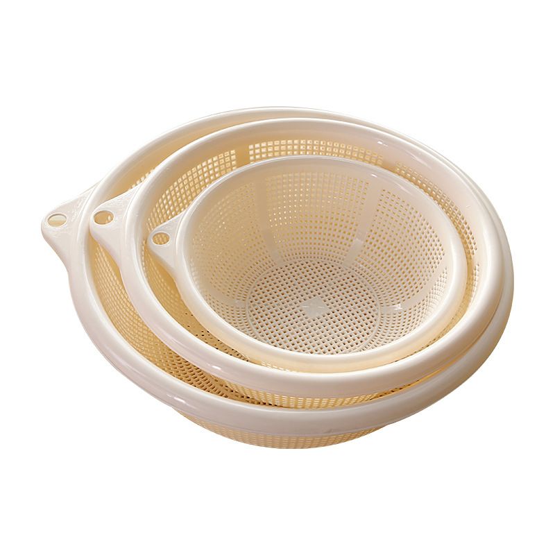 Direct-sale round vegetable washing baskets, vegetable draining sieve sets, kitchen vegetable washing basins, fruit draining storage baskets, plastic baskets Item Picture