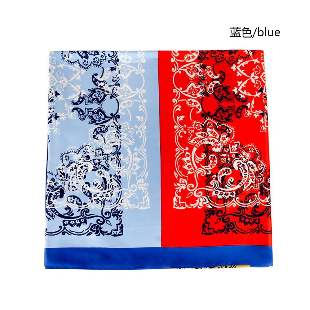 New Source Of Four Pieces Of Blue And White Porcelain Pattern Lady Large Square Scarf Twill Silk Printed Material Lady Scarf undefined