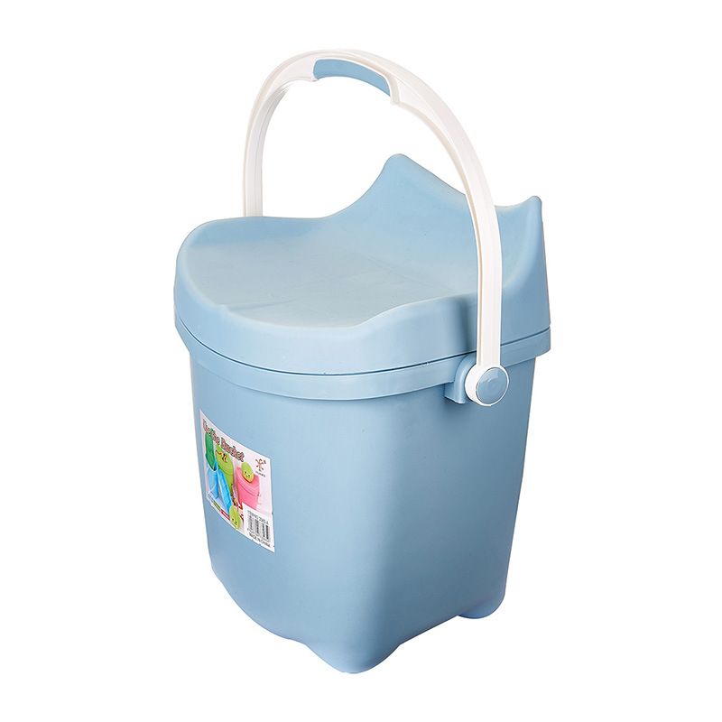 Direct-sale plastic water buckets with LIDS, thickened, can be carried and used for bathing, children's seat buckets and stools, household toys and snack storage buckets Item Picture