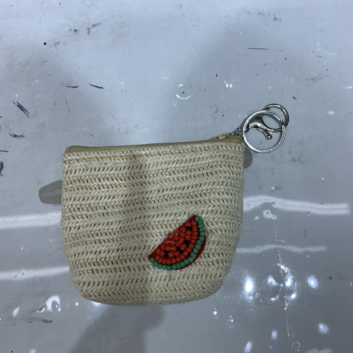 草编白色西瓜零钱包