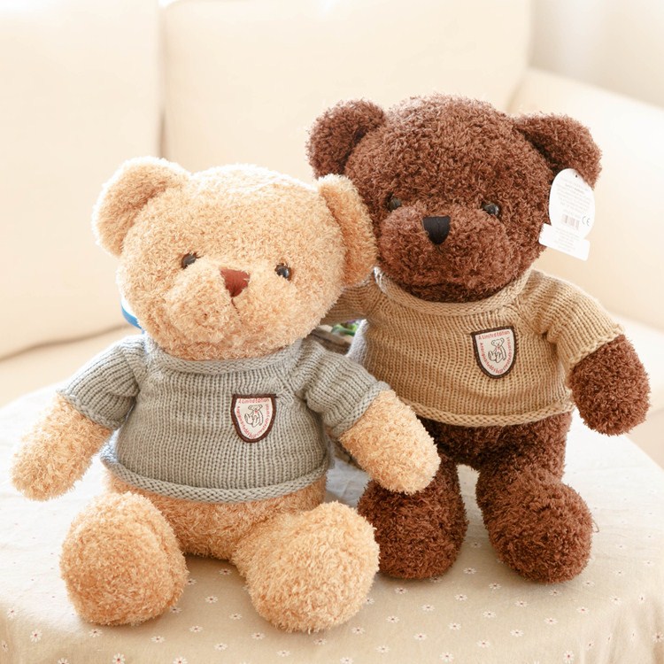 Sweater bear doll, seaweed fleece bear plush toy, children's girls cartoon doll, cloth doll gift, 30cm