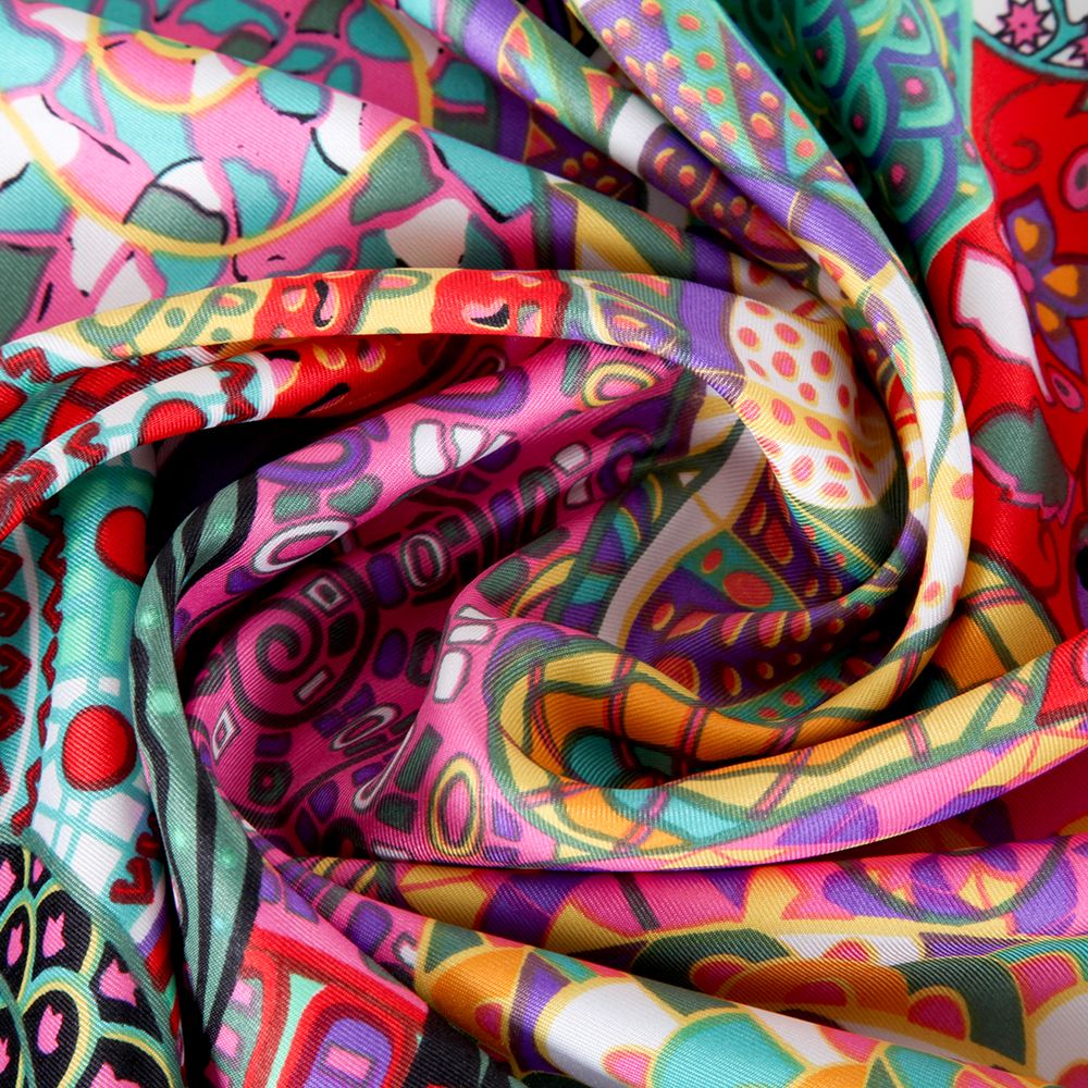 Manufacturers Direct Twill Silk Colorful Snail Pattern Scarf For Women Feel Like Silk Item Picture