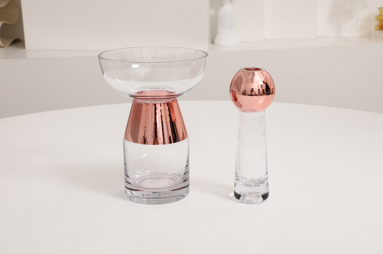 A Danish design glass vase with electroplating