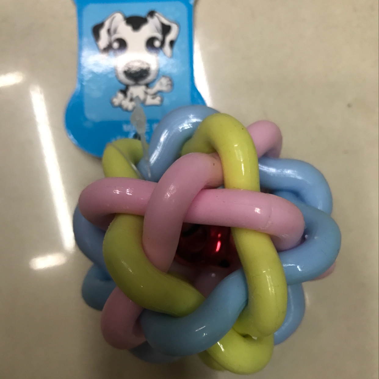 宠物用品玩具新款彩虹球6cm TPR狗玩具 宠物铃铛 宠物七彩球 编织球详情图4
