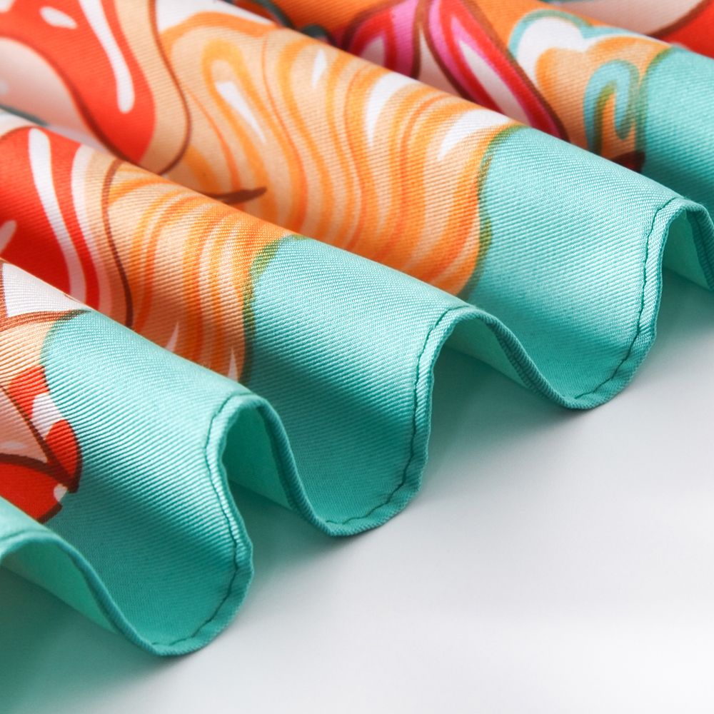 Amazon Goods Polyester Material Fashion Printed Scarf Twill Silk Circle Pattern Scarf In Stock undefined