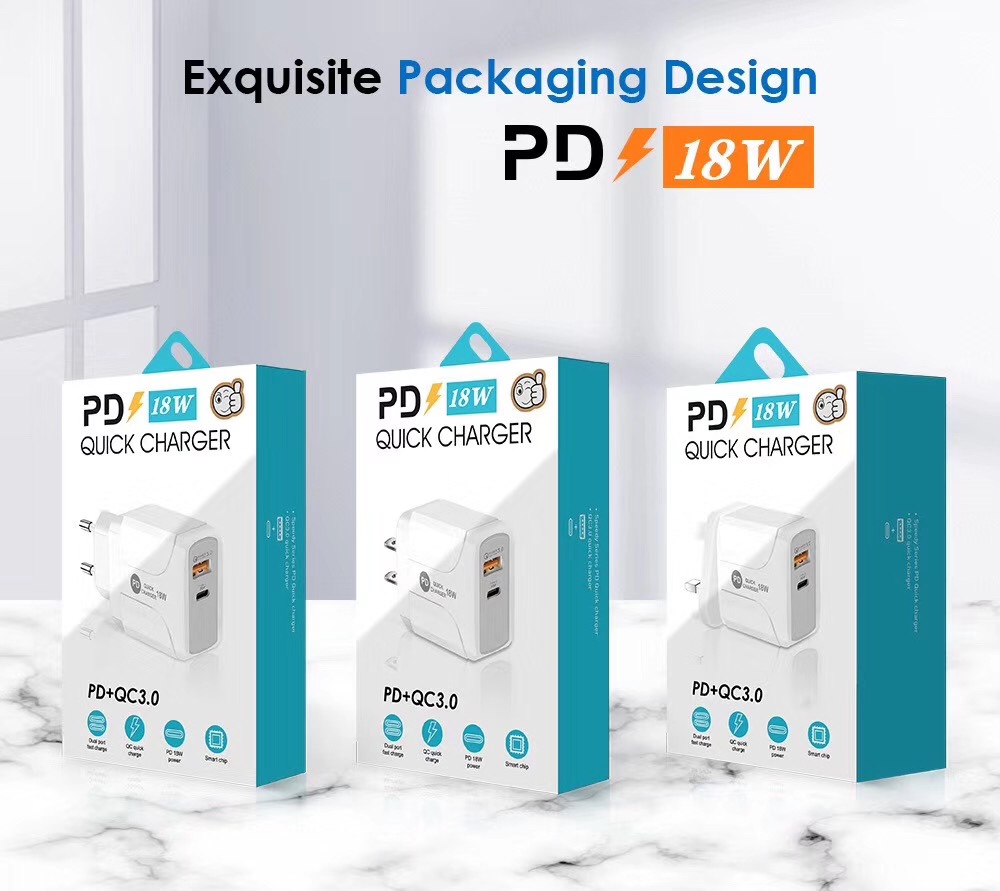 新款蝴蝶🦋PD18w+QC3.0充电头白底实物图