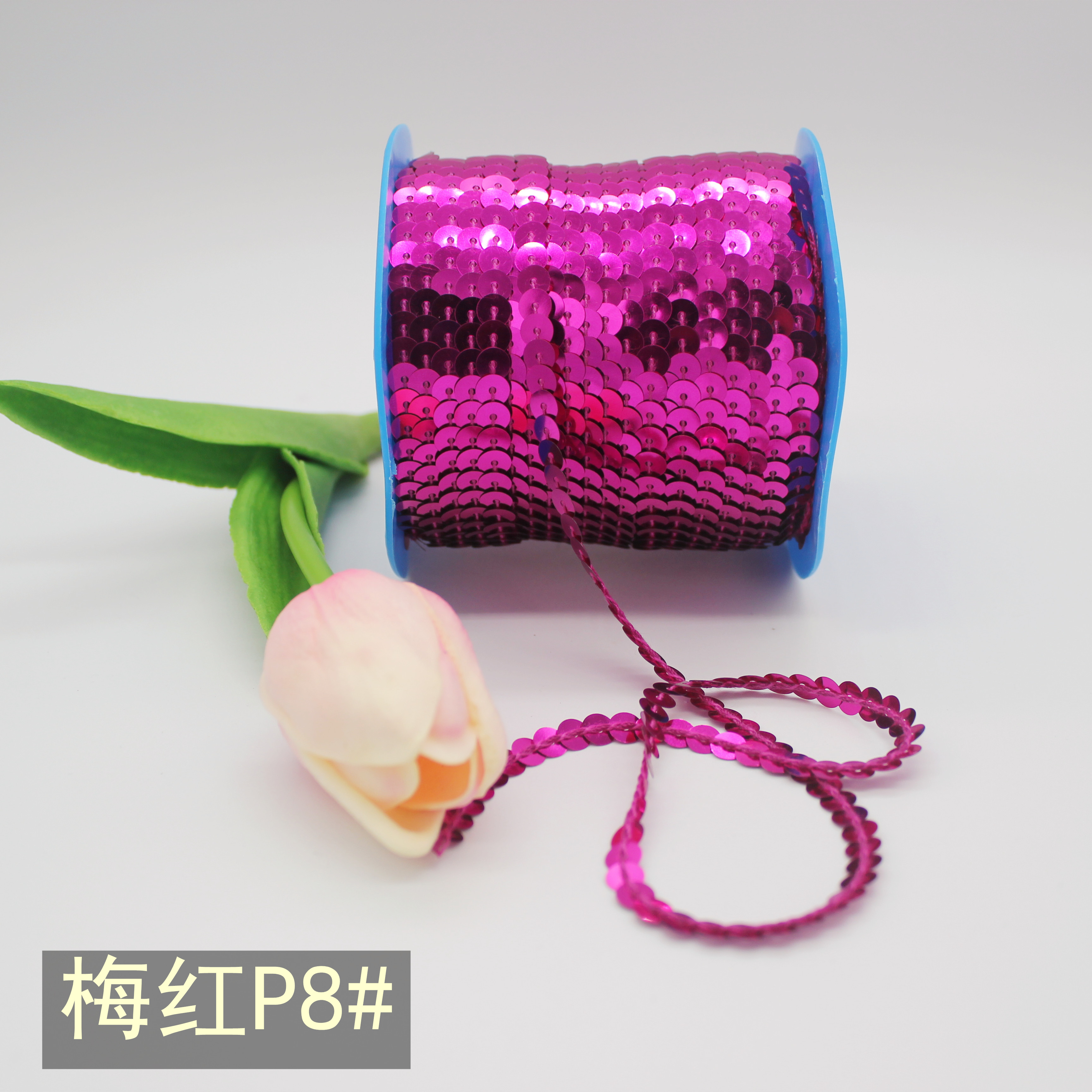 厂家直销 6mm银底色PET环保珠片 DIY服装配件 现货款 sequin belt详情4