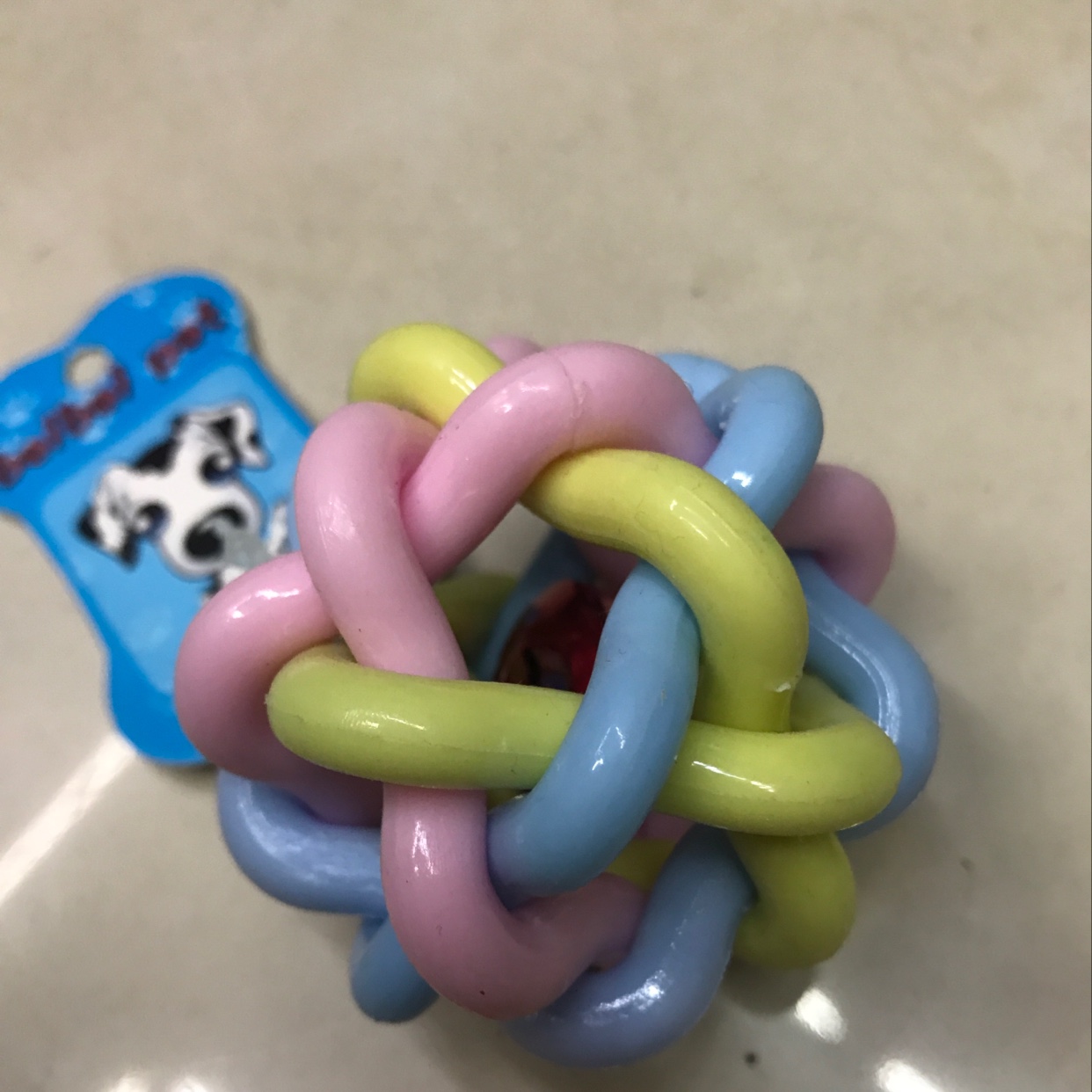 宠物用品玩具新款彩虹球6cm TPR狗玩具 宠物铃铛 宠物七彩球 编织球详情图3