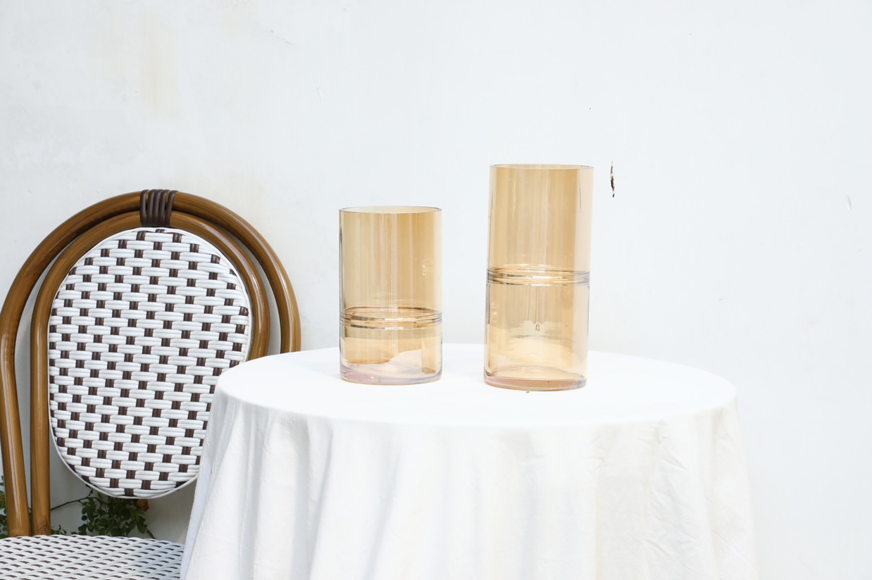 Electroplated glass straight tube vase details Picture