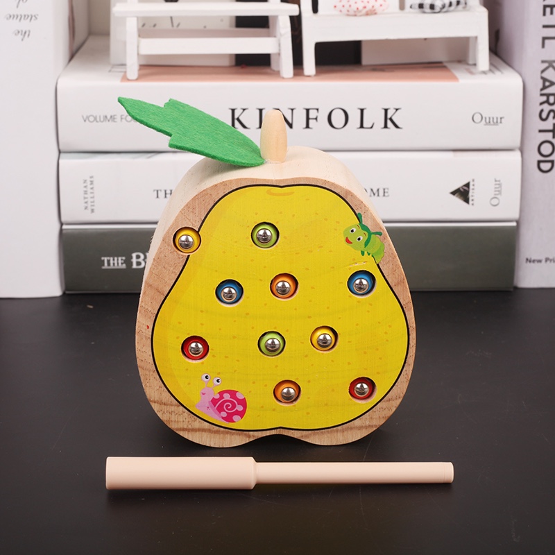 The wooden toy fruit insect-catching game is highly entertaining and colorful, which can exercise babies' hand-eye coordination, visual ability, logical thinking ability, and early education enlightenment training. It is a parent-child game Item Picture