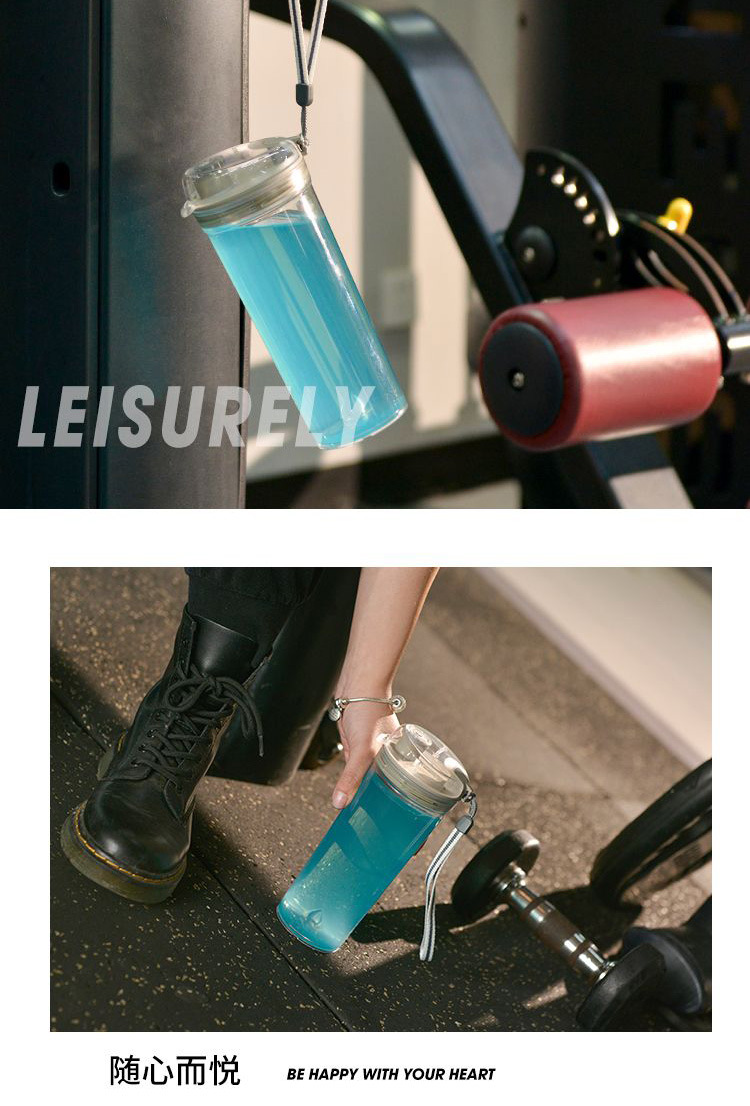 Direct-sale sports plastic water cup 580Ml portable anti-drop cup, fitness cup for male and female students at hand detail image 14