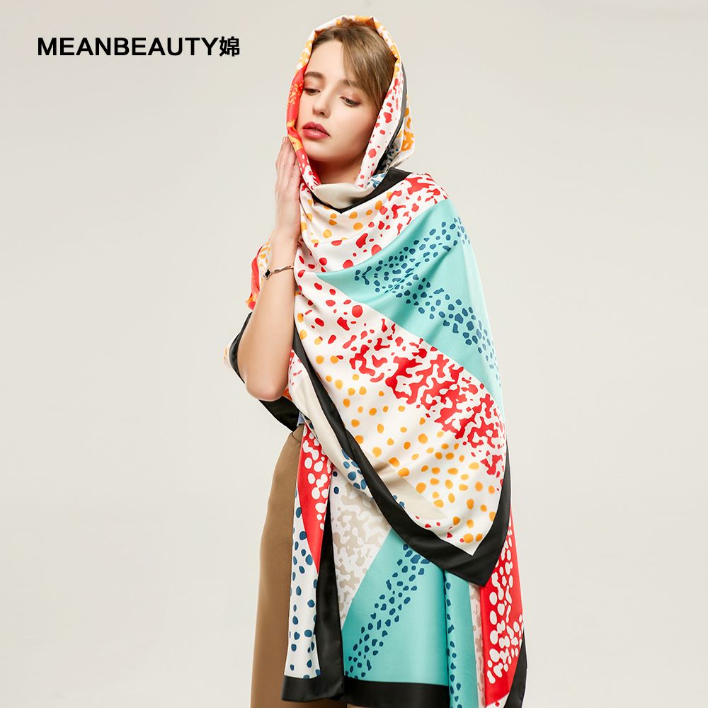 Cross-Border Foreign Trade Source Triangular Geometric Pattern Polyester Women's Scarf Twill Triangle Block Scarf full figure