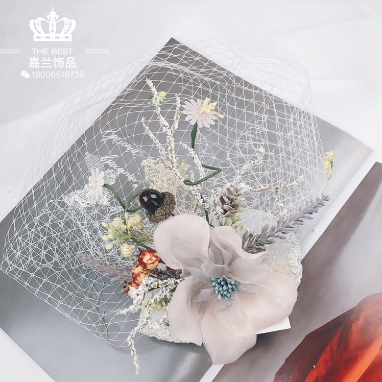 Jialan Jewelry Feather mesh half-covered face style top hat details Picture