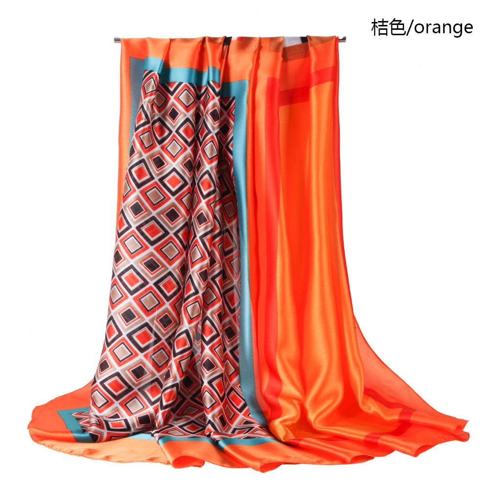 Foreign Trade Supply Silk Satin Printed Three Square Spring And Autumn Women's Scarf European And American Style Printed Scarf In Stock undefined