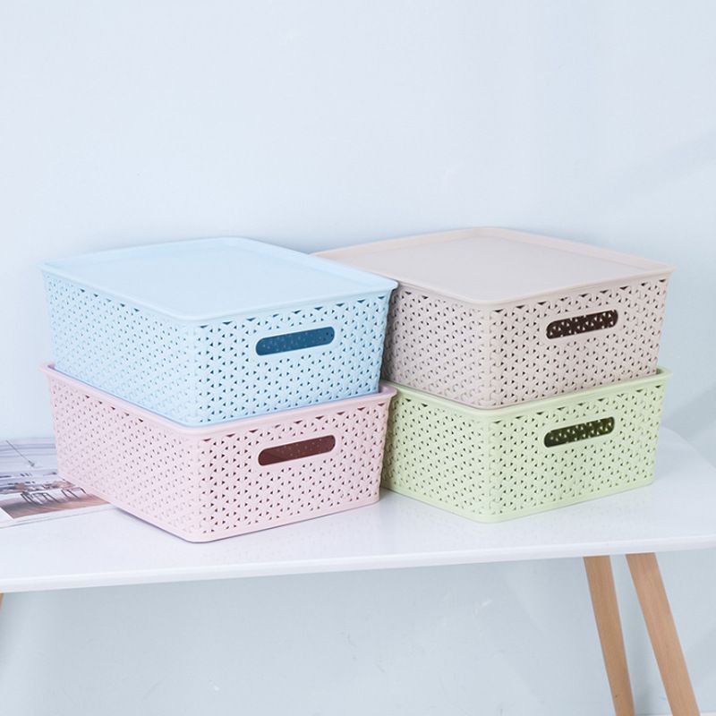 Direct-sale fashionable European and American storage basket, desktop hollowed-out storage basket, creative multi-functional covered storage basket, large size details Picture