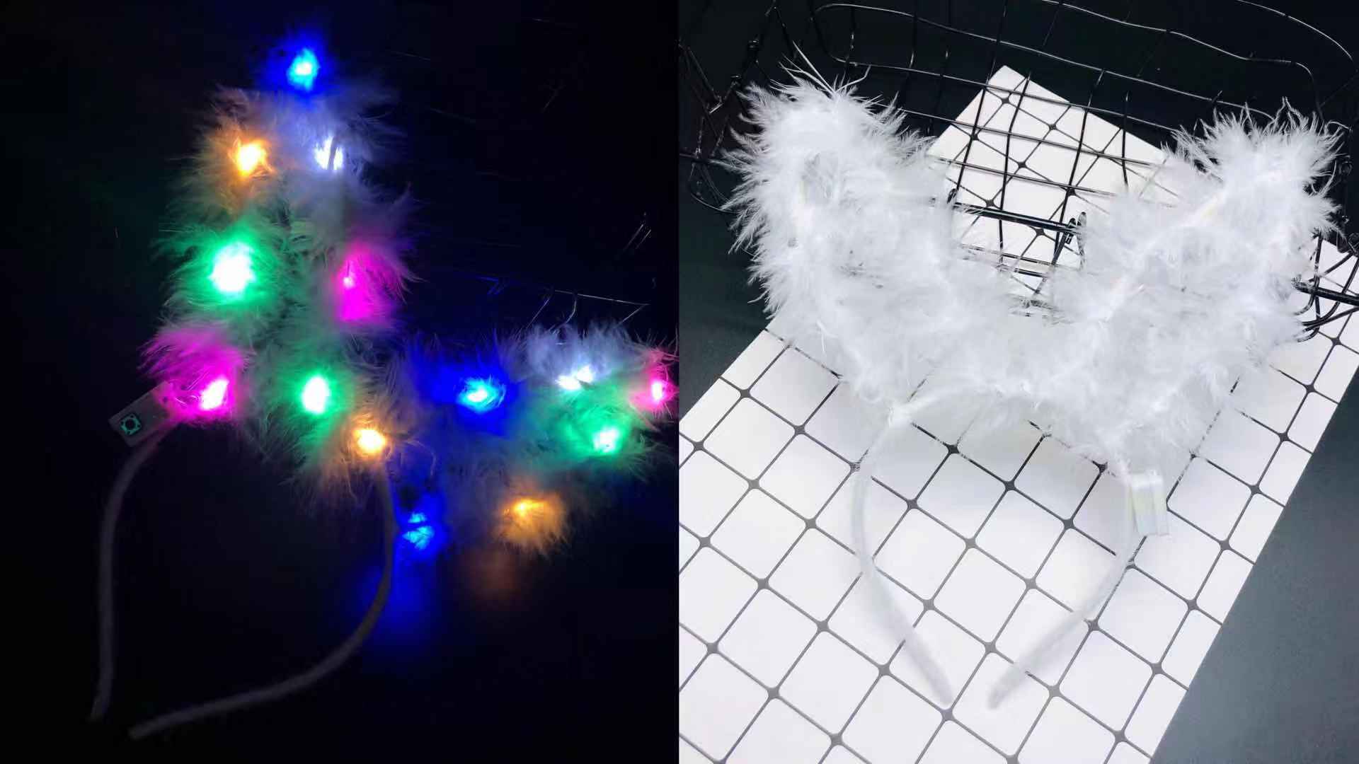 Bar, birthday party, friends, children, plush rabbit ears, night flash, light head buckle decoration Specification image
