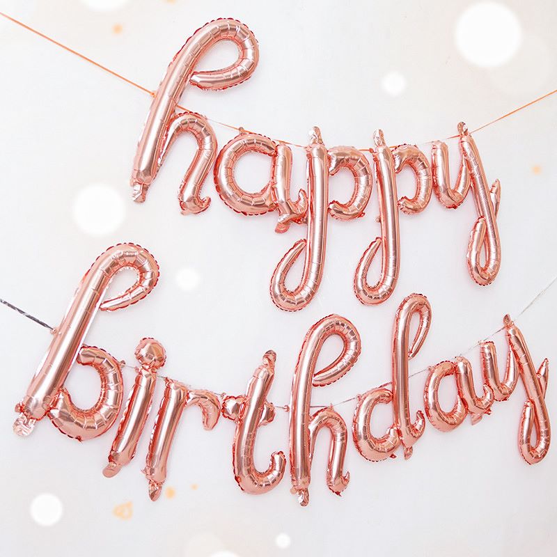 happy birthday Letter: Rose gold aluminum film balloon Birthday party decoration 1