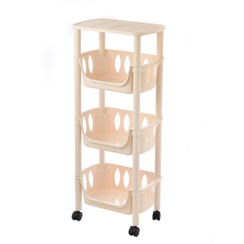 Five-layer storage rack, five-layer sundries rack direct sales, floor-standing storage rack, kitchen multi-layer pulley plastic storage rack, bathroom and bathroom combination storage rack Item Picture