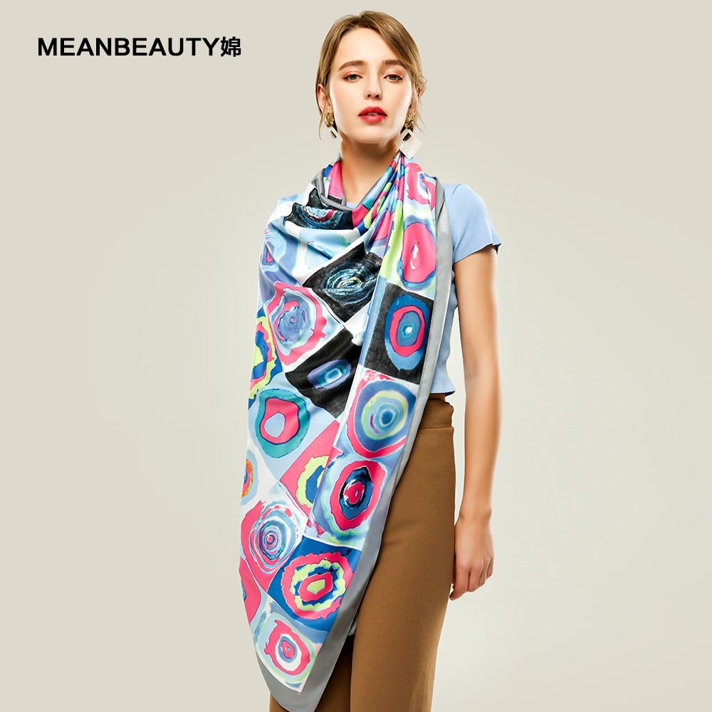New Twill Silk Polyester Material Digital Circle European And American Style Scarf Yiwu Manufacturers Scarf In Stock